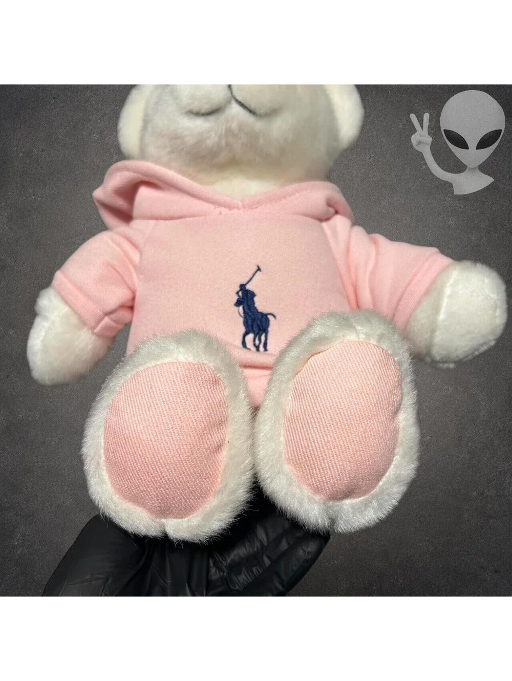Ralph Lauren The Romance Bear Plush White Teddy Pink Big Pony Hoodie 14